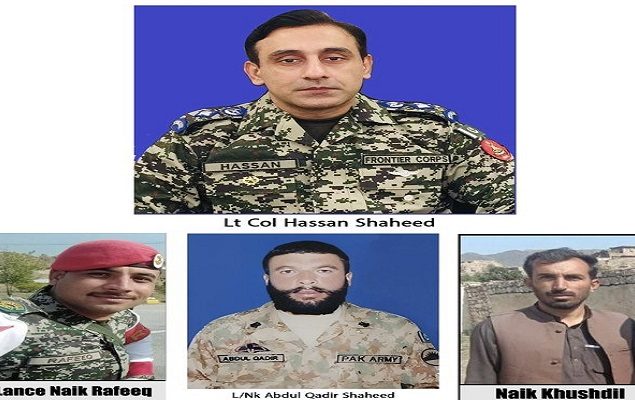 Lt Colonel, three soldiers martyred, three terrorists killed during clash in Khyber District