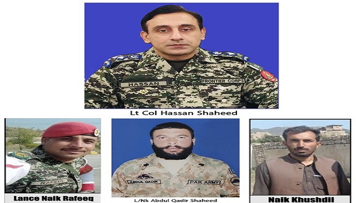 Lt Colonel, three soldiers martyred, three terrorists during clash in Khyber District