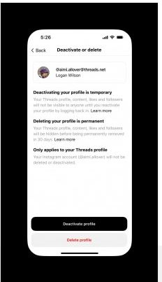 Threads now allows you to delete your account without affecting your Instagram account