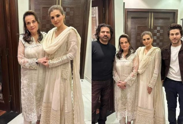 Resham and Ahsan Khan spotting at dinner with Bollywood actress Mumtaz