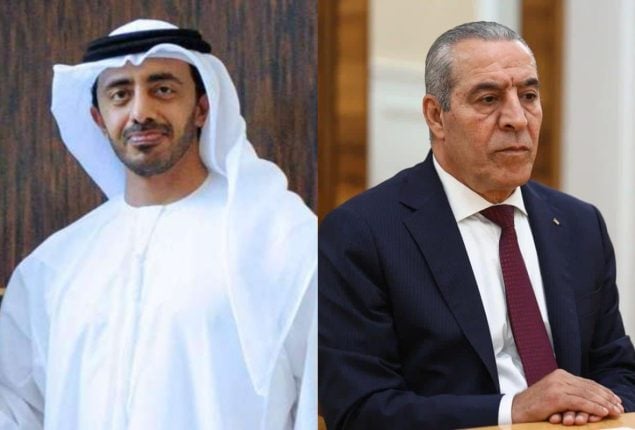 Sheikh Abdullah and Hussein Al Sheikh discuss humanitarian crisis in Gaza