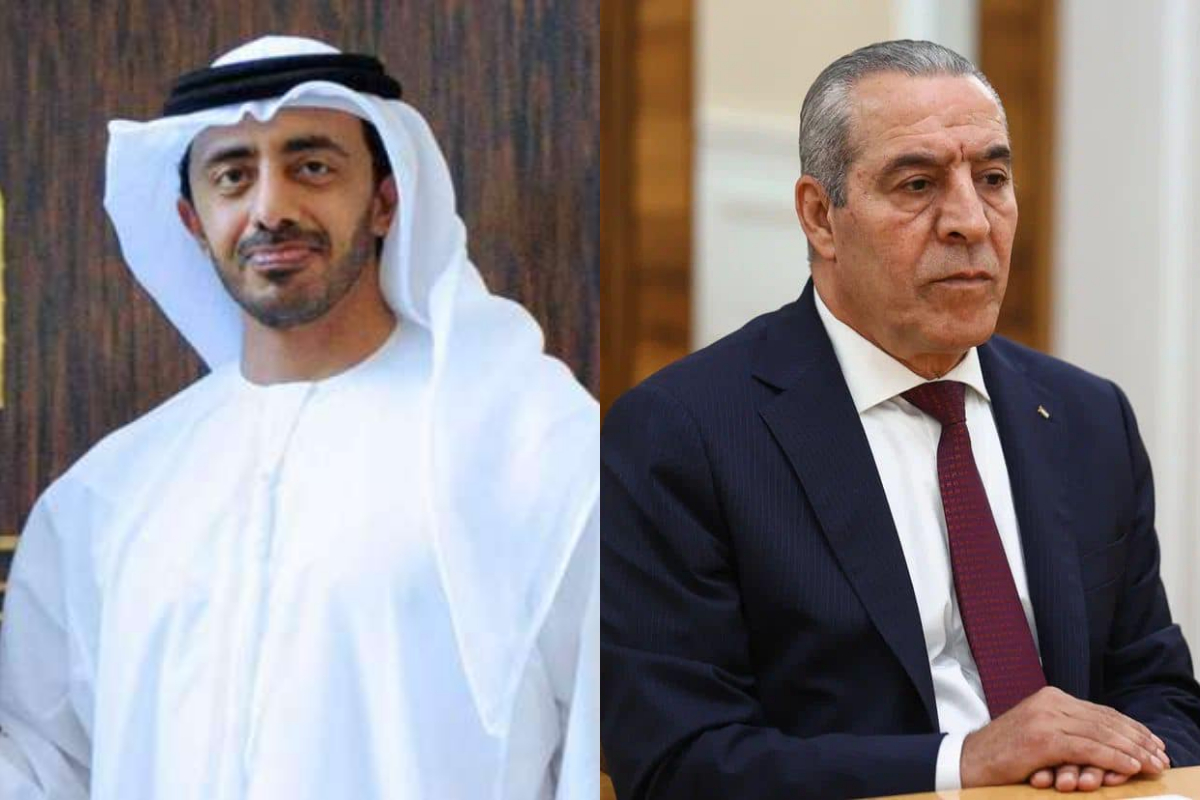 Sheikh Abdullah and Hussein Al Sheikh discuss humanitarian crisis in Gaza