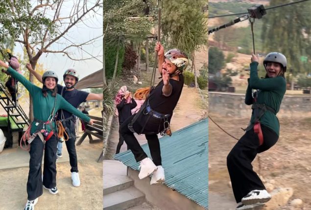 Bilal Qureshi and Uroosa Qureshi start their 2024 year with zip lining in Karachi