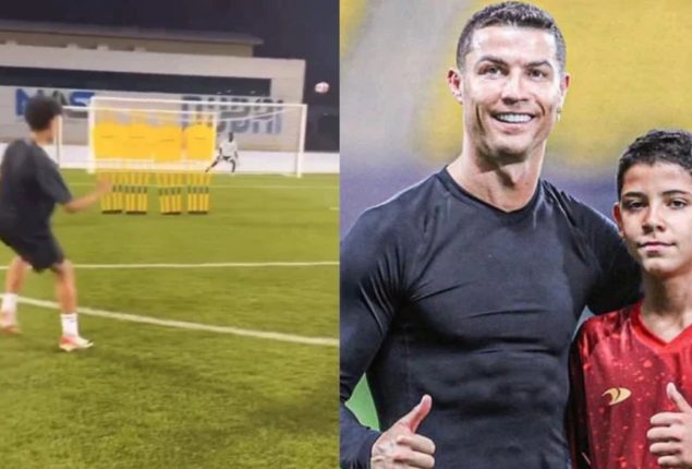 WATCH: Cristiano Ronaldo Jr demonstrates skills simialr to his father