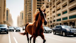 Riders to the rescue! Delivery heroes save panicked horse on Dubai streets