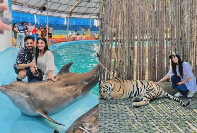 Iqra Kanwal and Areeb Pervaiz creates memorable honeymoon moments in Phuket Park