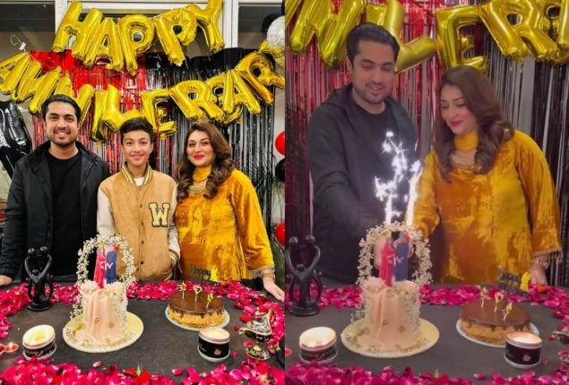 Iqrar Ul Hassan and Qurutulain get 18th anniversary party from Aroosa Khan