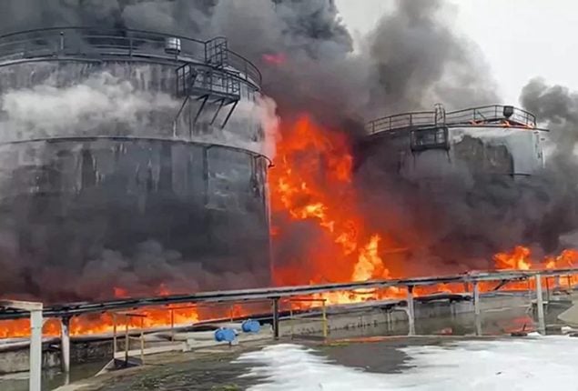 Ukrainian drone targets Russian oil depot in ongoing conflict