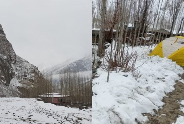 Last village Askole Gilgit-Baltistan receives seasons first heavy snowfall, relief for water woes