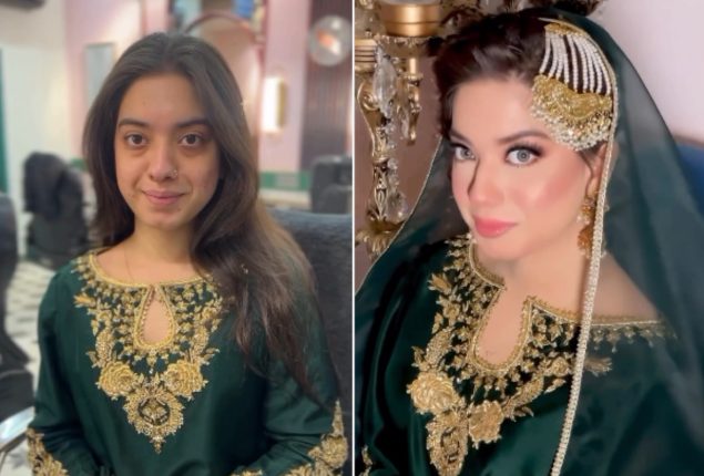 Netizens reacts to Arisha Razi's before and after wedding make-up look