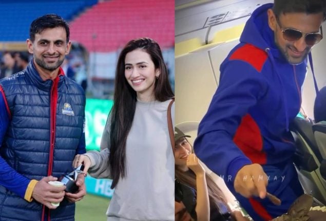 Shoaib Malik and Sana Javed gets warm welcome by airline