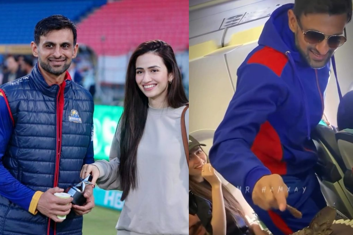 Shoaib Malik and Sana Javed gets warm welcome by airline