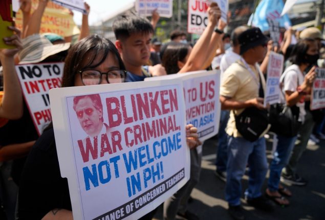 Blinken’s Manila visit sparks protest against US presence in Philippines