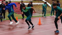 Babar Azam joins his teammates during Kakul training on third day