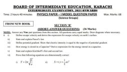 Karachi Board Intermediate Model Papers 2024 (BIEK Exam 2024)