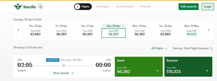 Jeddah to Lahore Flight Ticket Prices in April 2024, Before Eid