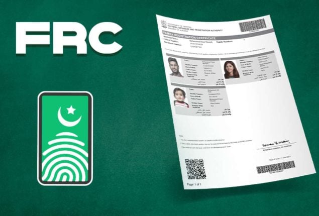 NADRA keeps Family Registration Certificate (FRC) fee steady at Rs1,000