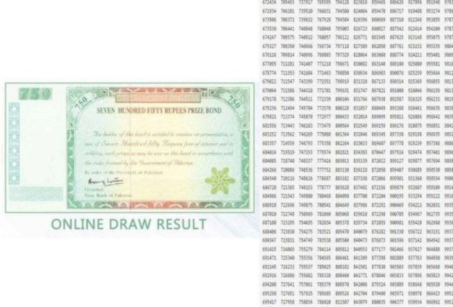 750 Prize Bond complete list