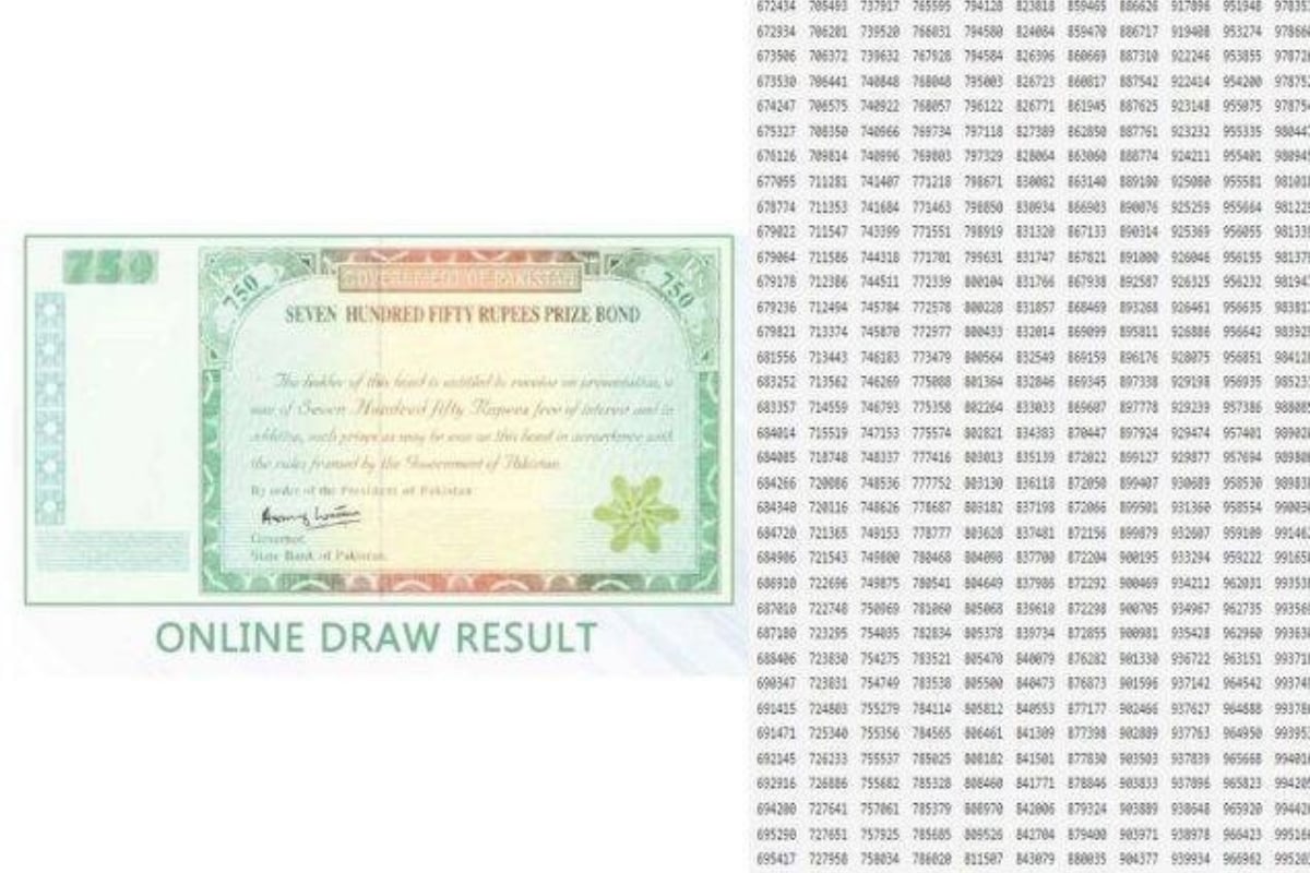 750 Prize Bond complete list