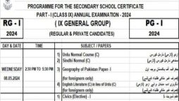 Class 9th Date Sheet 2024