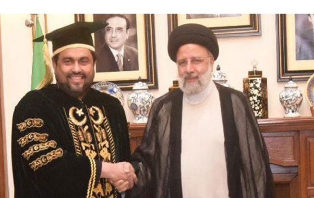 Sindh Governor Kamran Tessori on Tuesday awarded an honorary degree of doctorate in philosophy (PhD) to Iran President Ebrahim Raisi.