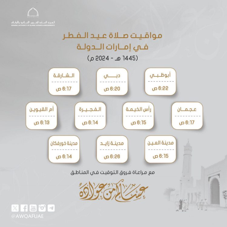 Eidul Fitr 2024: Latest Prayer Timings Across All States of UAE