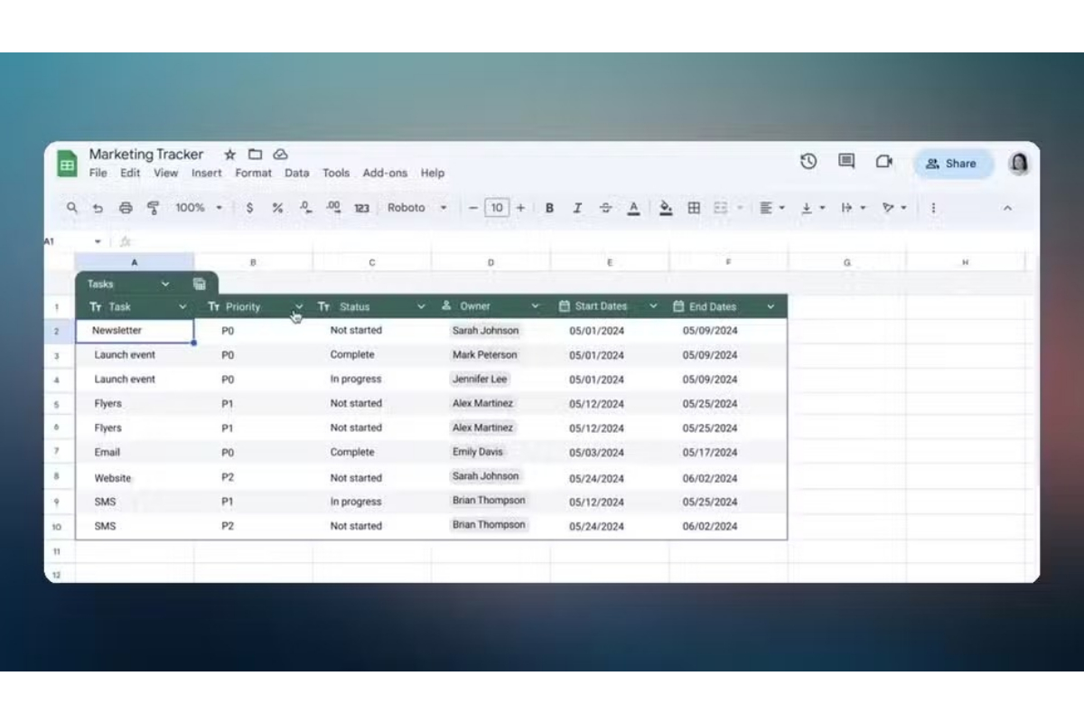 Google Sheets now has Microsoft Excel's one-click tables