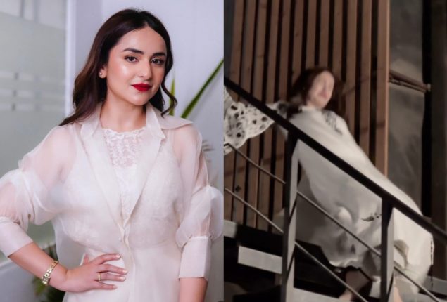 Yumna Zaidi fall down from stairs video during 'Gentleman' shooting gone viral