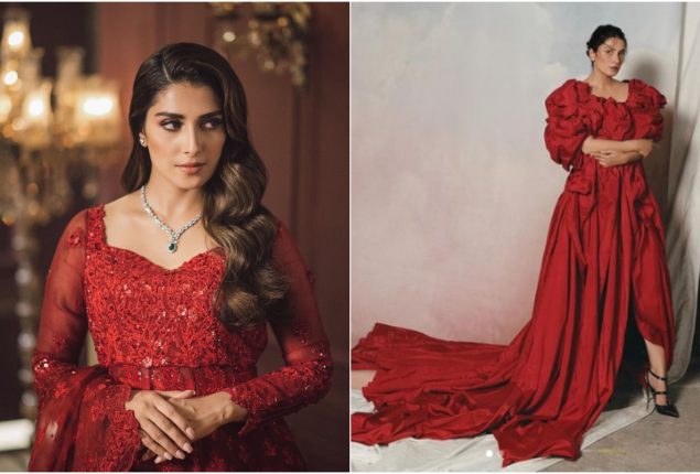 Ayeza Khan Shines in Stylish Red Dress