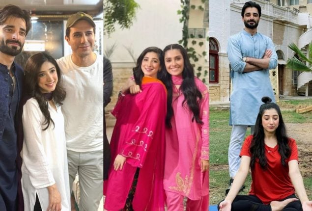 Ayeza khan and Mariyam Nafees shared BTS pictures from “Jaan E Jahan”