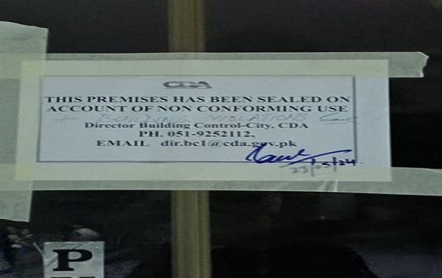 CDA seals PTI Central Secretariat in Islamabad