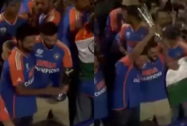 Rohit, Kohli proudly present T20 World Cup trophy to fans during open-bus parade