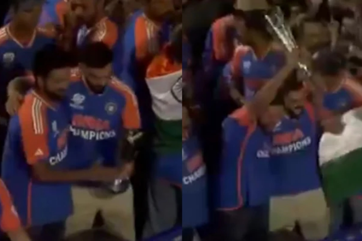 Rohit, Kohli proudly present T20 World Cup trophy to fans during open-bus parade