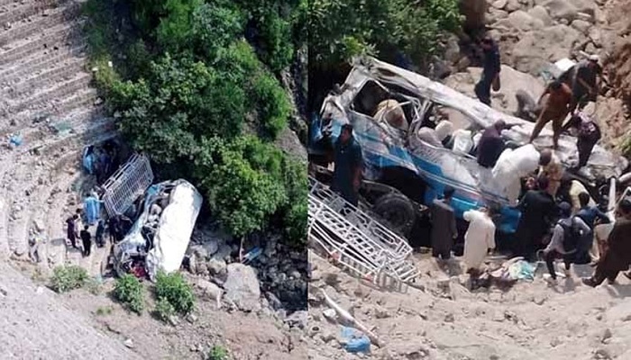 twenty-three people killed and many others injured when a coaster coming from Hawaili Kahuta to Rawalpindi fell into a ditch near Azad Pattan in district Plandri on Sunday.