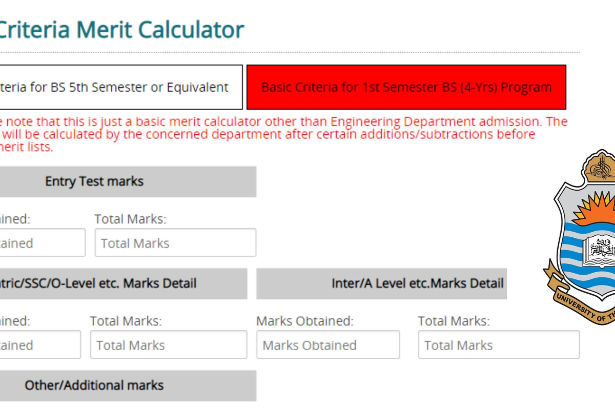 Punjab University announces online merit calculator for undergraduate admissions 2024