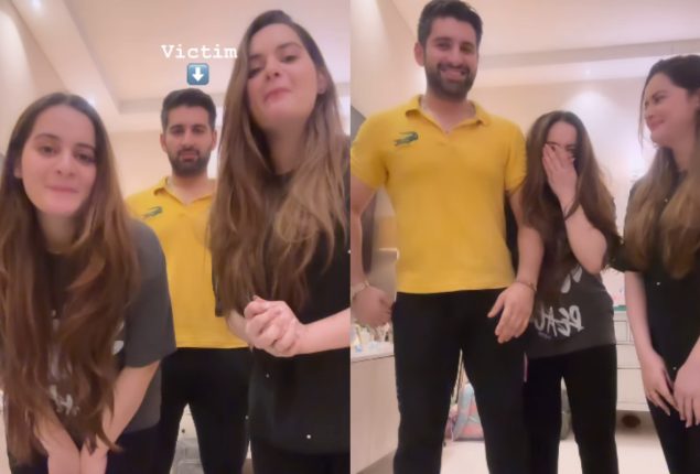 Aiman and Minal Khan prank Muneeb Butt as victim in “Give Me My Money” video