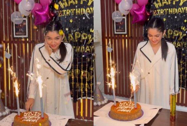 Aina Asif marks her birthday celebration on a drama set