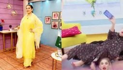 Mishi Khan fell of the chair during the live show goes viral, fans hilarious reaction