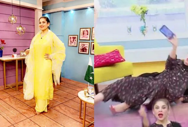Mishi Khan fell of the chair during the live show goes viral, fans hilarious reaction