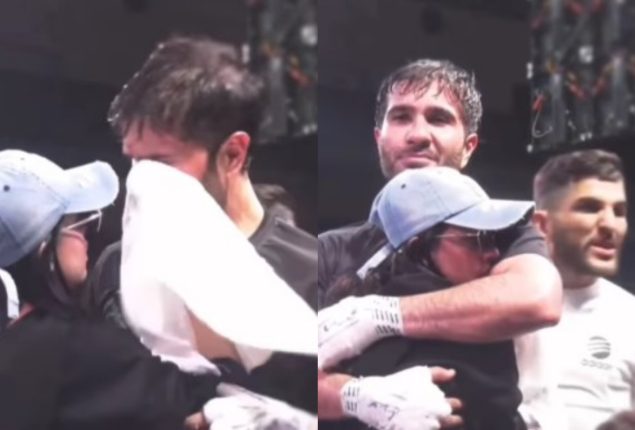 Feroze Khan’s wife rushes to comfort him after boxing loss to Rahim Pardesi