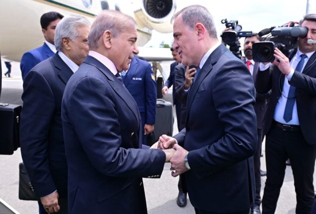 PM Shehbaz arrive in Azerbaijan to attend Trilateral Summit