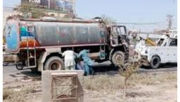 Motorcyclist killed after hit by water tanker in Karachi