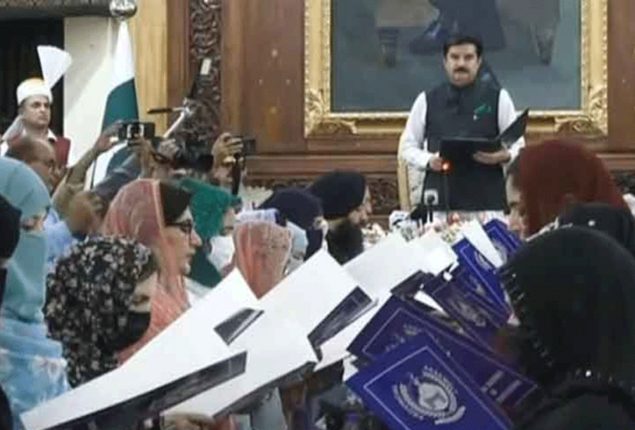 KP Assembly’s reserved seat members take oath at Governor House