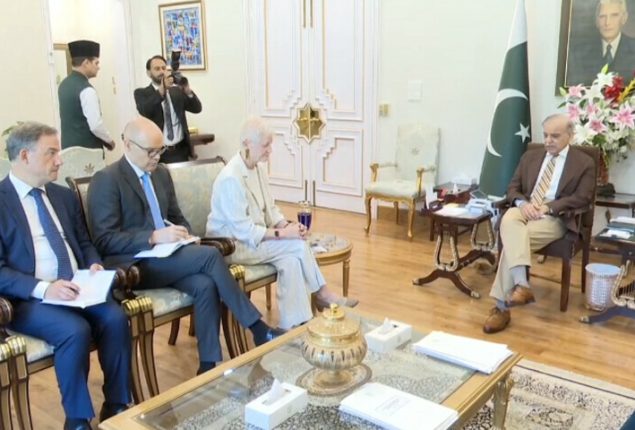 PM Shehbaz meets EU ambassador for farewell talk