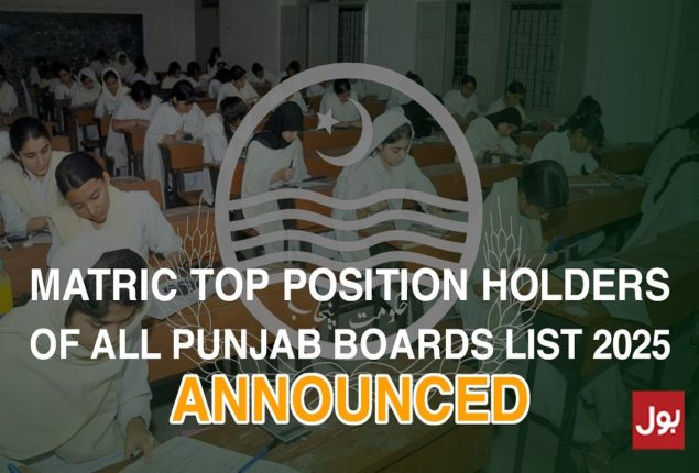 Matric Top Position Holders of All Punjab Boards List 2025 Announced