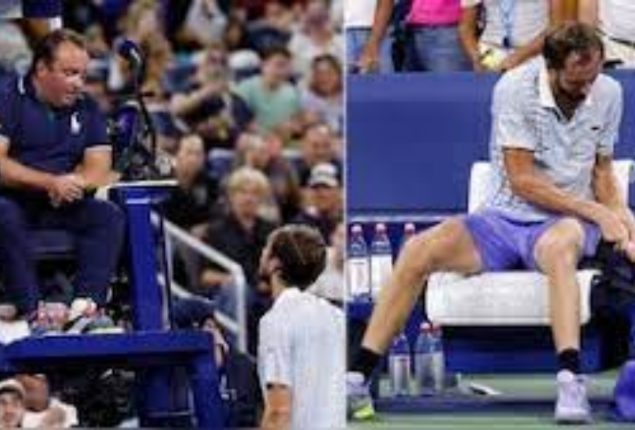Medvedev’s US open exit ends in racket-smashing outburst