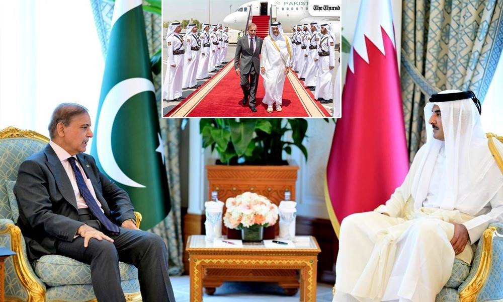 Prime Minister Shehbaz Sharif receives warm welcome in Doha on one-day visit to Qatar