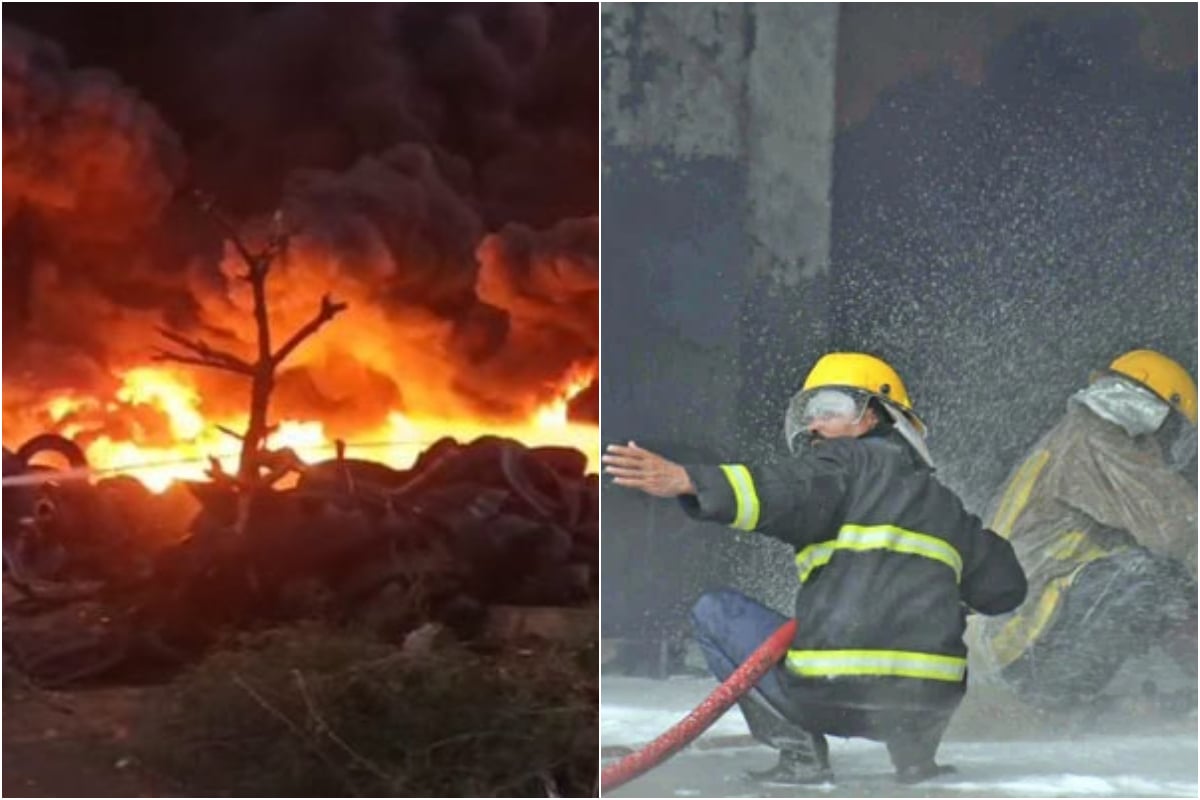 Massive fire erupts at Karachi tire Warehouse, Rescue operation continues for 19th hour