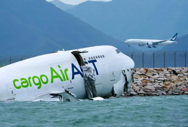 Cargo plane crashes into sea at Hong Kong airport, killing 2 on ground