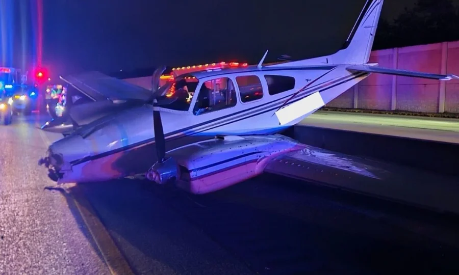 Plane crash-lands on top of Toyota on Florida freeway following engine trouble